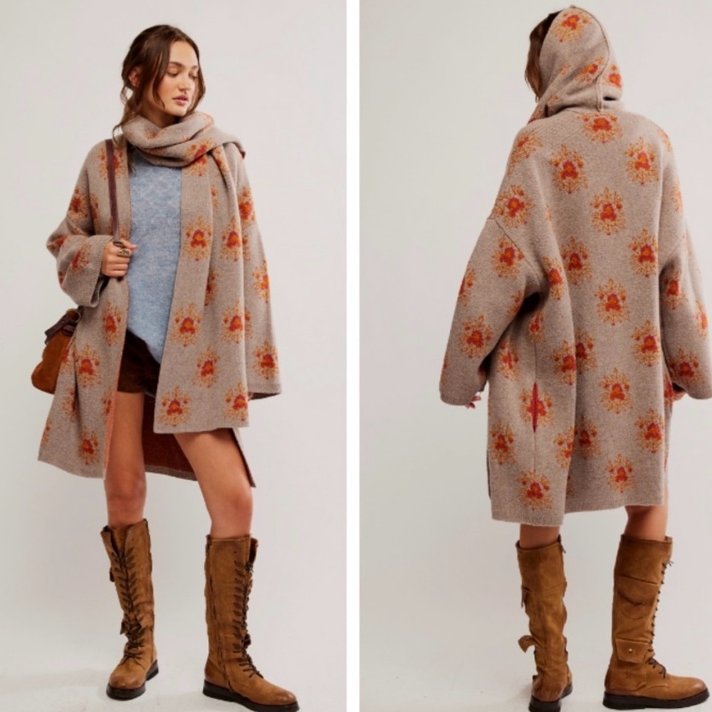 NWT - Free People BALI AYLA SCARF CARDI - AUTUMN